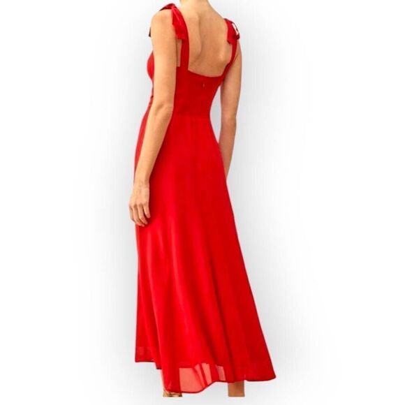 Reformation Womens Dress Sz Small Cherry Red Midi Nadira Glamourcore Princesscor - Picture 2 of 13